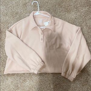 Aerie Fleece-Of-Mind Cropped Polo Sweatshirt